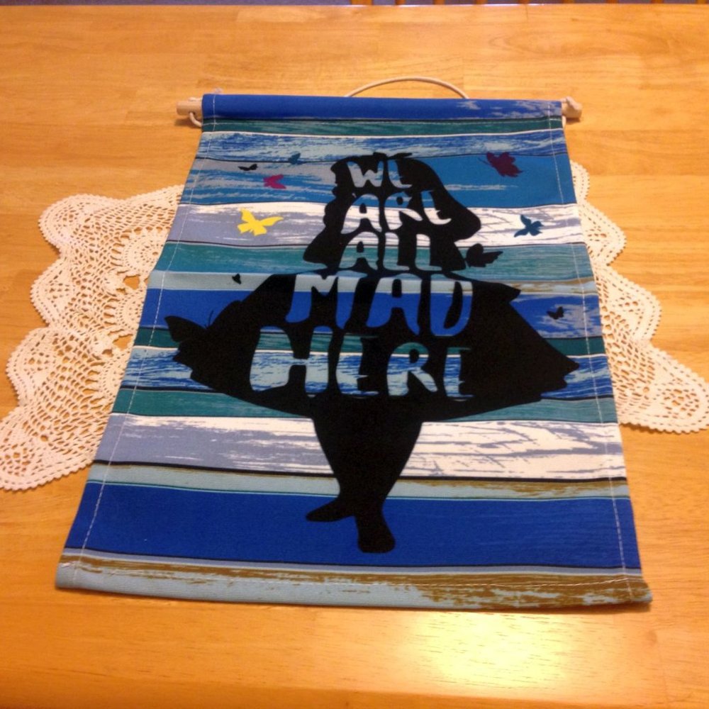 Beach Decor, Farmhouse, We are all mad here wall hanging